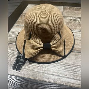 Summer Bow Hat Packable NWT  Tan/black UPF 50+ One Size